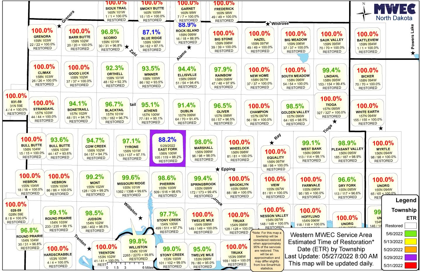 Outage Summary as of 8:30AM 5/27/20222